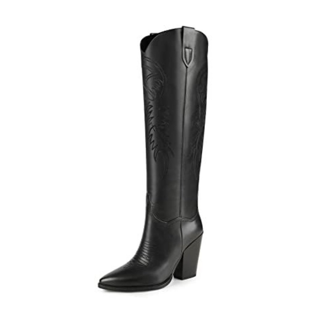 Western Knee High Boots in Black